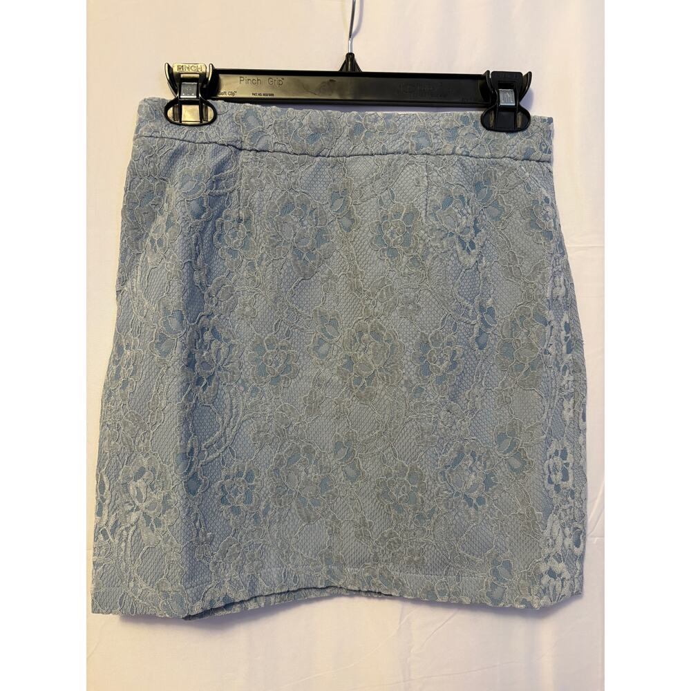 New Naked Wardrobe Lace Overlay Mini Skirt Blue Sz S